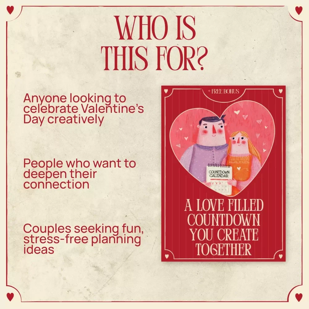 A Love Filled Countdown You Create Together | Valentine’s Day Relationship Guide, Digital Download eBook, Creative Countdown Calendar, Couple Activities & Daily Prompts