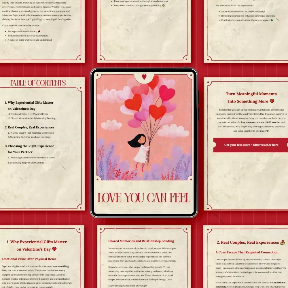 Love You Can Feel: A Thoughtful Experiential Gift Guide eBook | Best Experiential Gifts for Valentine’s Day