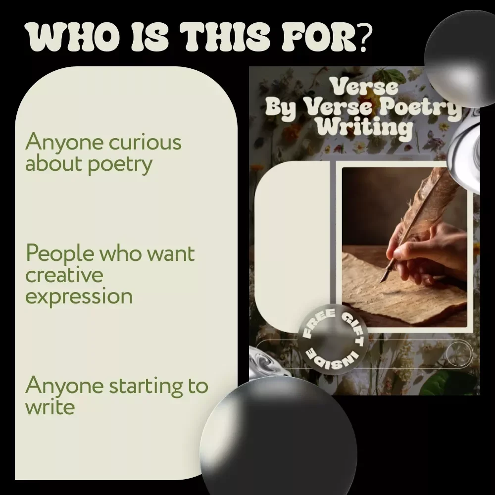 Verse by Verse Poetry Writing Ebook – A Beginner-Friendly Guide on how to take up poetry writing, Creative Expression, Poetic Forms & Daily Inspiration