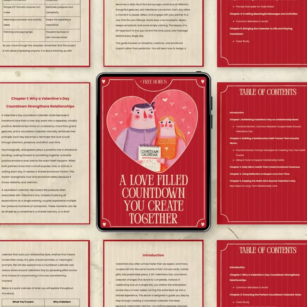 A Love Filled Countdown You Create Together | Valentine’s Day Relationship Guide, Digital Download eBook, Creative Countdown Calendar, Couple Activities & Daily Prompts