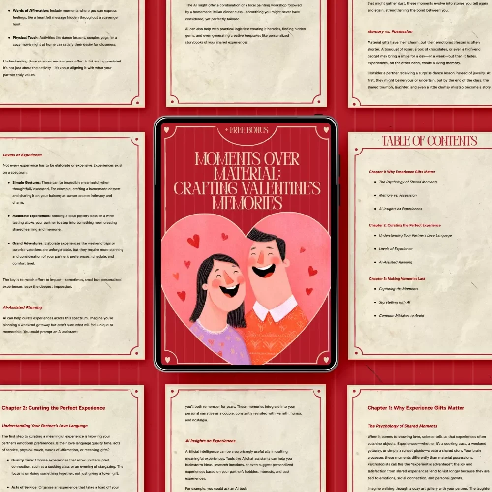 Moments Over Material: Crafting Valentine’s Memories | Romantic Experience Gift Ideas | AI Date Planning Guide | Digital Valentine’s Day Checklist