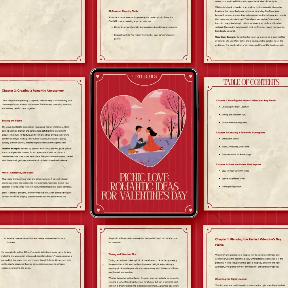 Picnic Love: Romantic Ideas for Valentine’s Day – Valentine’s Day Picnic Guide, Romantic Picnic Planning, Digital Download for Couples