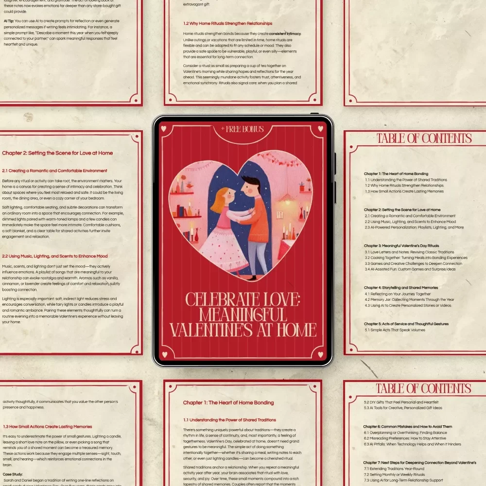 Celebrate Love: Meaningful Valentine’s at Home – Romantic Valentine’s Day Guide for Couples, At-Home Love Rituals, Connection-Building eBook, Digital Download