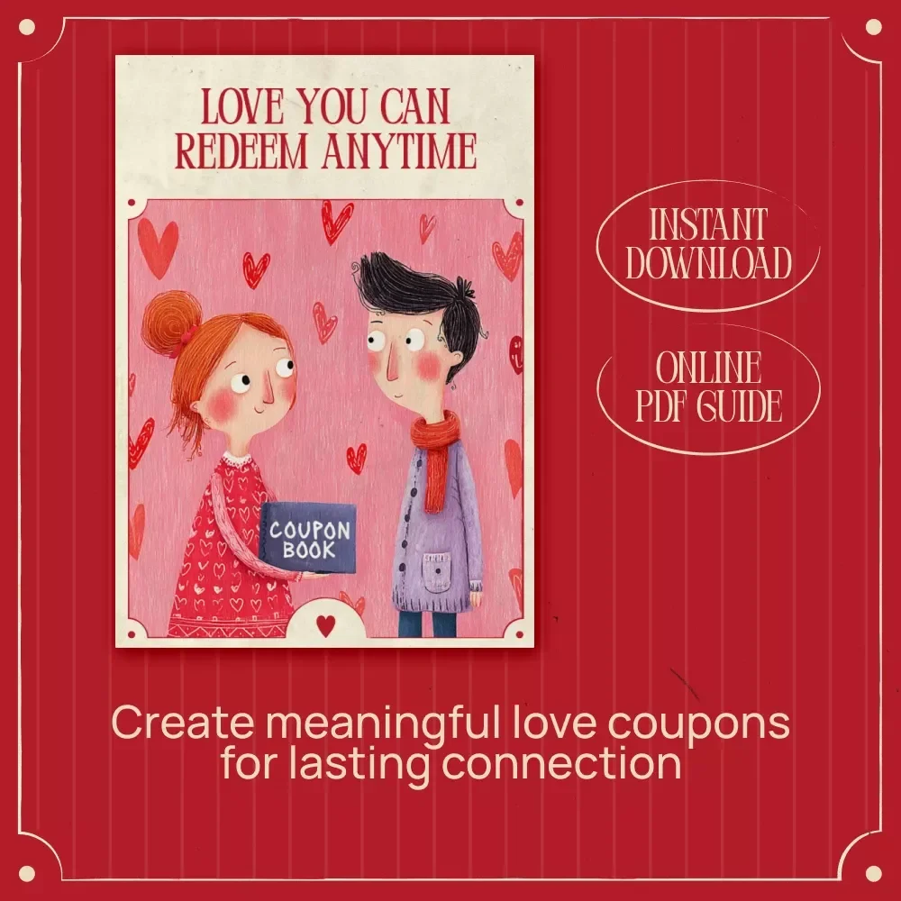 Love You Can Redeem Anytime – Thoughtful Love Coupon Book Guide, Romantic Digital Download, Printable Relationship Gift, Valentine’s Day & Anniversary eBook