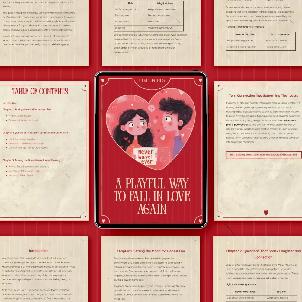 A Playful Way to Fall in Love Again – A Fun Couples Guide with Valentine’s Day Never Have I Ever Questions