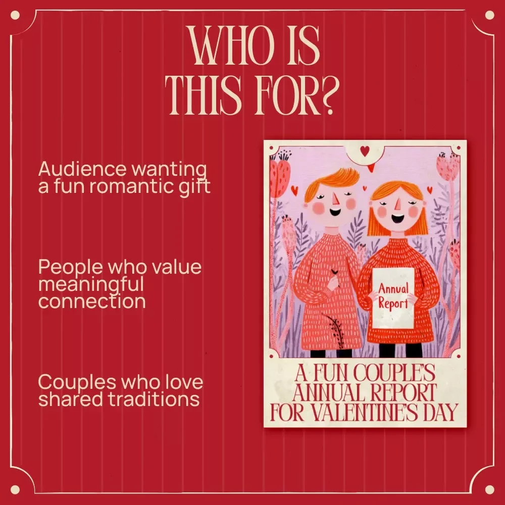 A Fun Couple’s Annual Report for Valentine’s Day – Playful Relationship Reflection Guide, couple's annual report fun gift, Meaningful Digital Download