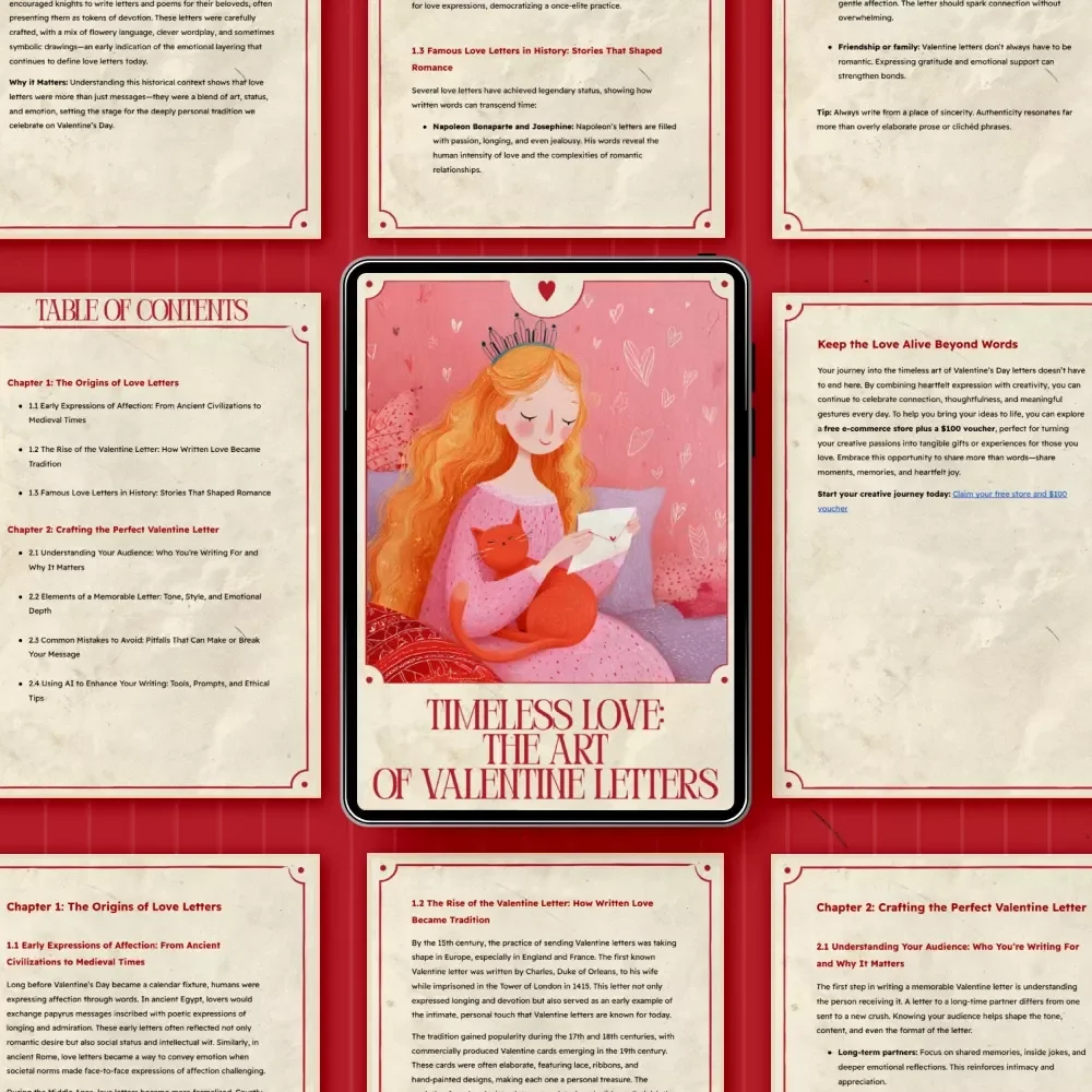 Timeless Love: The Art of Valentine Letters – A Complete Guide to the History of Love Letters on Valentine’s Day, Crafting Perfect Letters, and Modern Romantic Inspiration