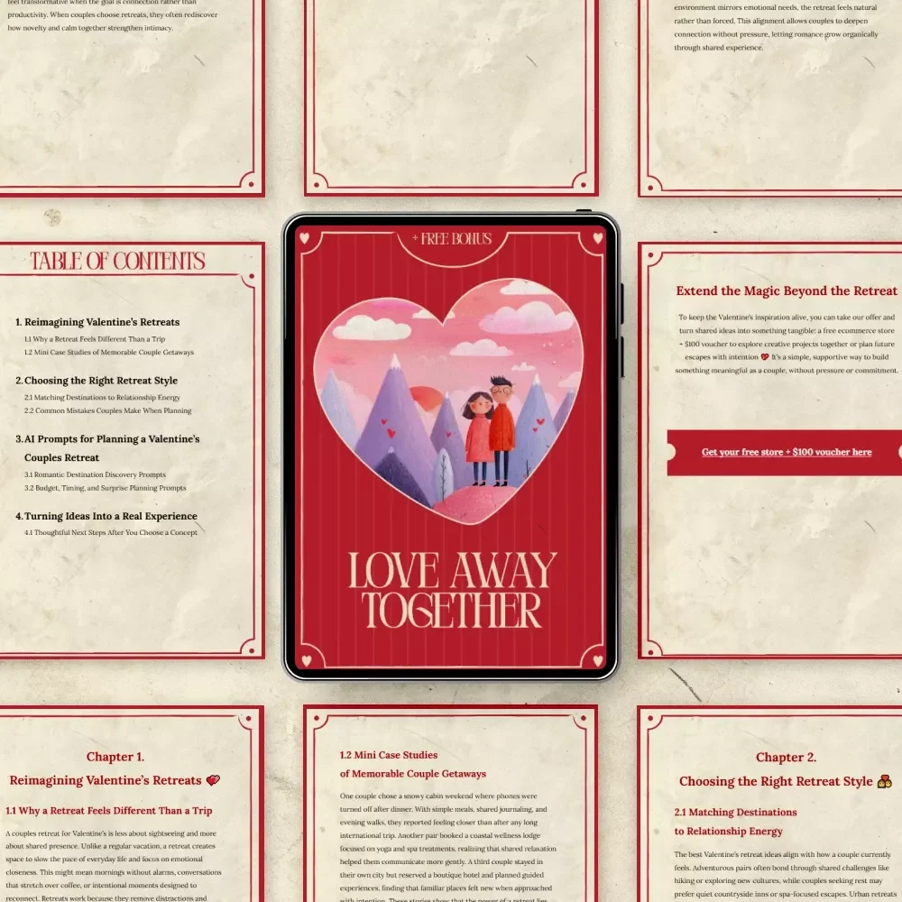 Love Away Together – A Romantic Planning Guide with Couples Retreat Ideas for Valentine’s | Digital Download