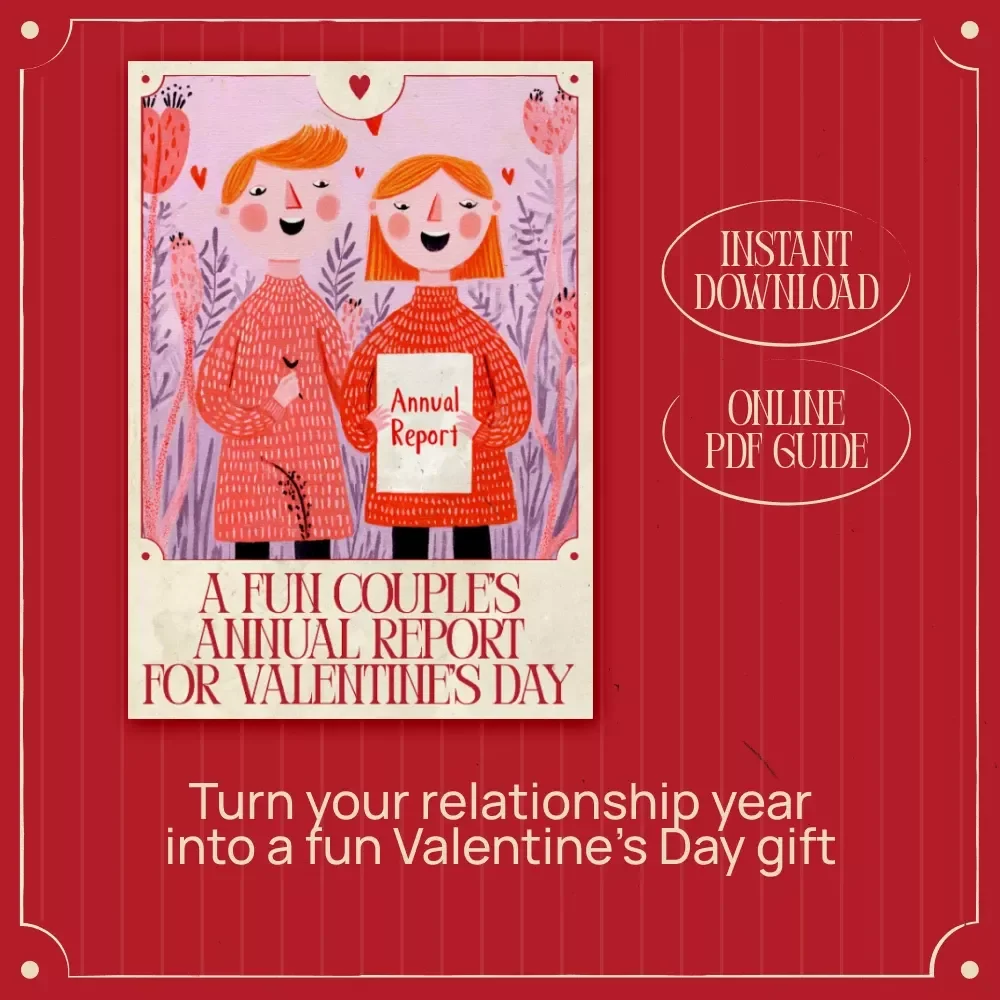 A Fun Couple’s Annual Report for Valentine’s Day – Playful Relationship Reflection Guide, couple's annual report fun gift, Meaningful Digital Download