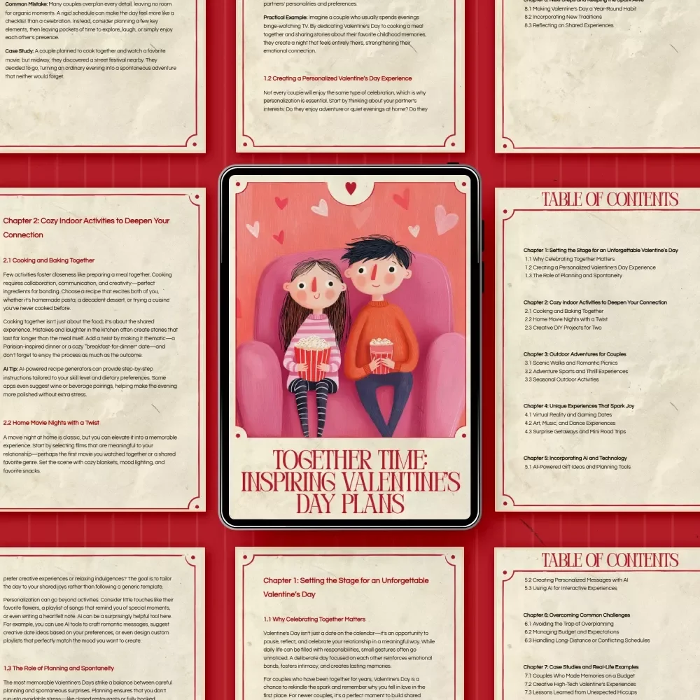 Together Time: Inspiring Valentine’s Day Plans – Romantic Date Ideas Guide for Couples, Creative Valentine’s Day Plans, Digital Download eBook & Checklist