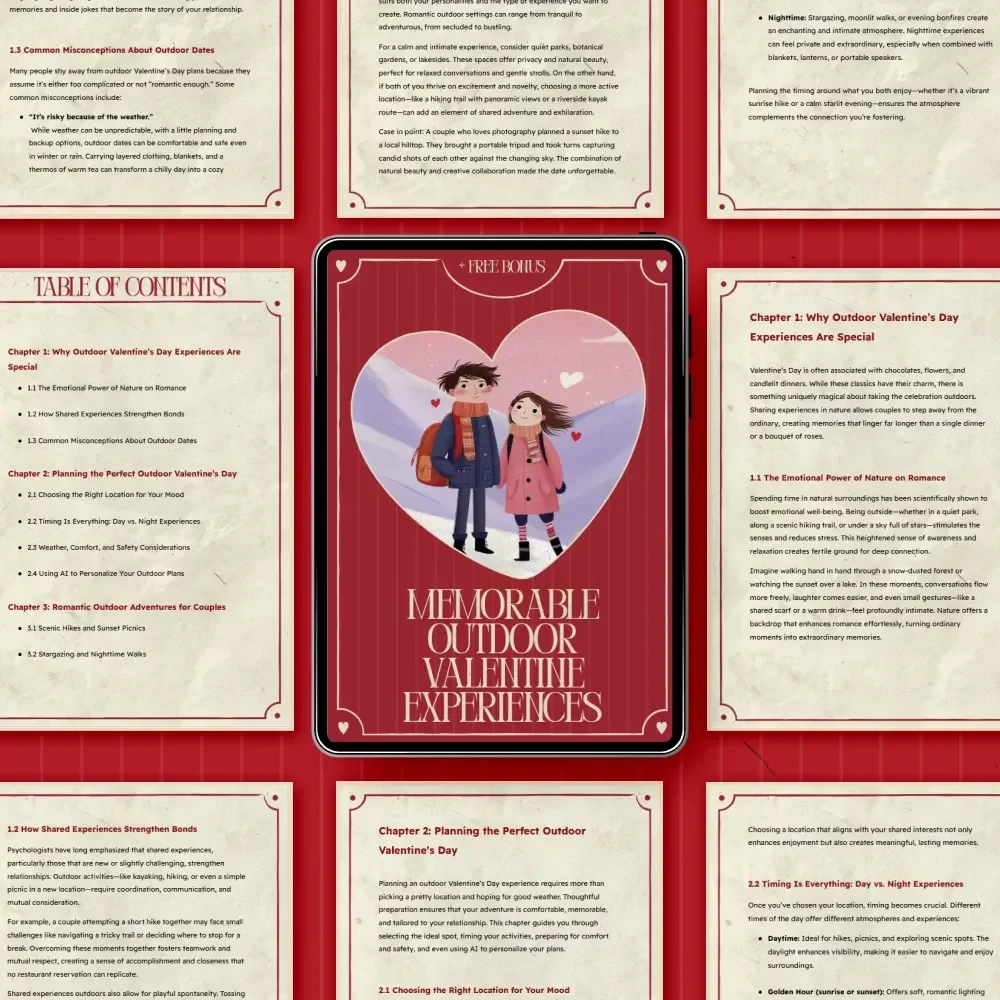 Memorable Outdoor Valentine Experiences – Romantic eBook with Outdoor Valentine’s Day Experience Ideas for Couples, Unique Date Planning Guide & Creative Nature-Inspired Love Adventures