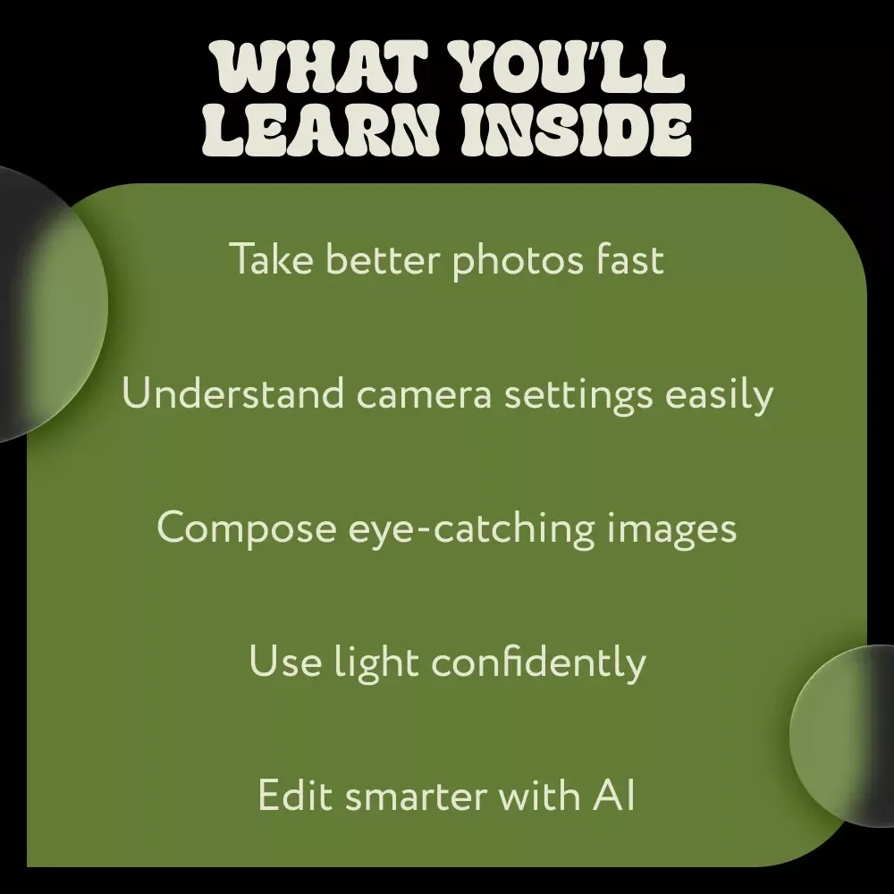 Photography Ideas for Beginners | Step-by-Step Beginner Photography eBook, Creative Photo Inspiration, Composition, Lighting & Gear Guide
