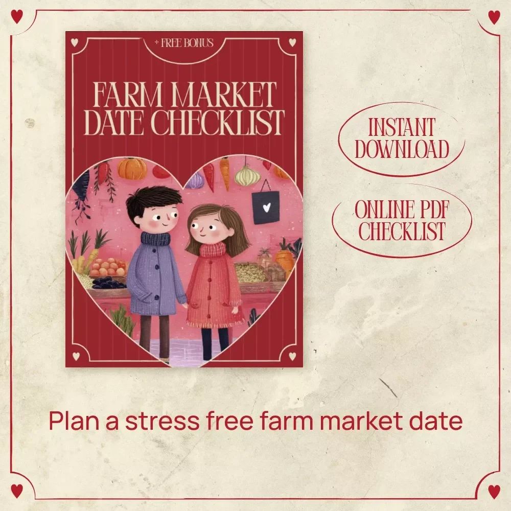 Farm Market Date Checklist | Visit a Local Farm Market Date Planner for Couples, Romantic Market Stroll, Printable Digital Checklist