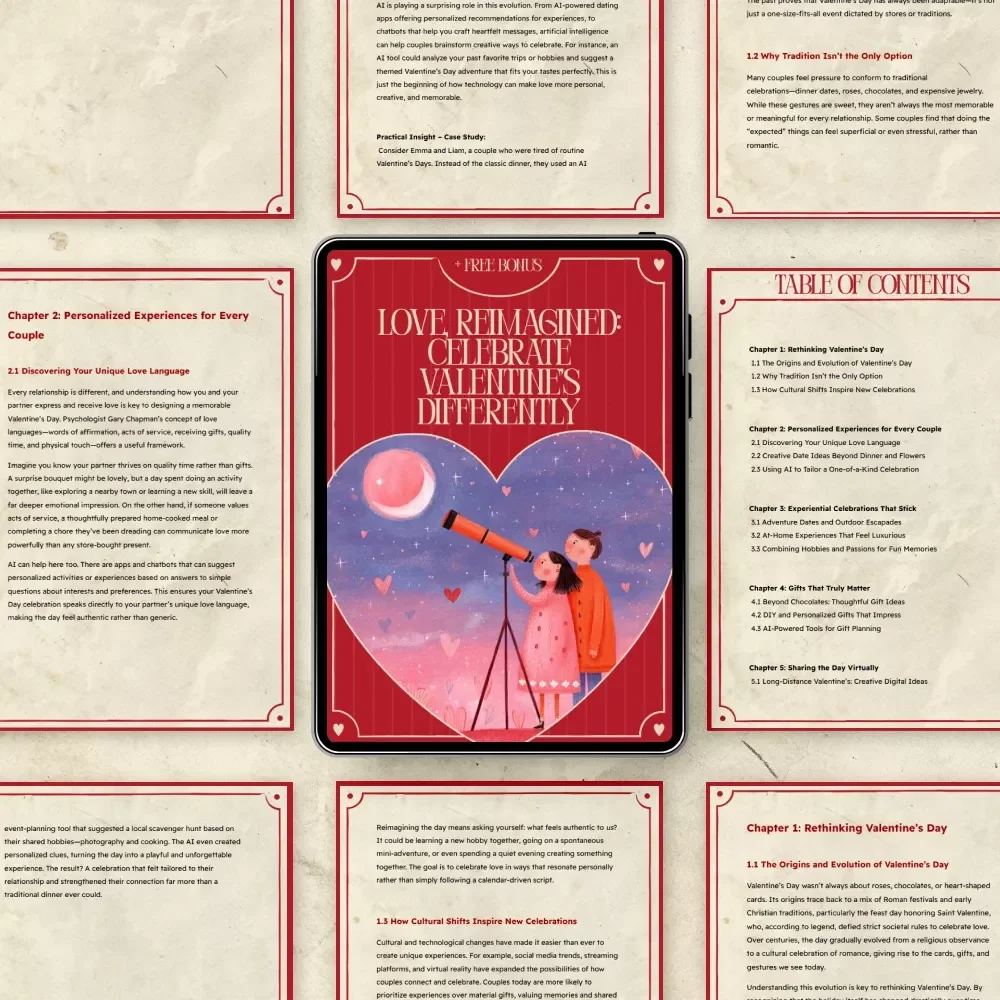 Love, Reimagined: Celebrate Valentine’s Differently – A Modern Valentine’s Day Guide for Couples, Creative Date Ideas, Meaningful Gifts & Unique Relationship Experiences (Digital Download)