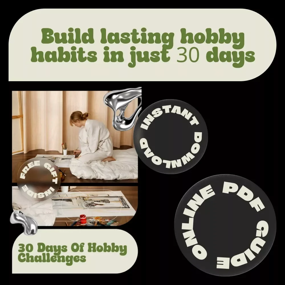 30 Days of Hobby Challenges | Creative 30-Day Challenge Guide, Digital Download for Skill-Building, Motivation & Focus