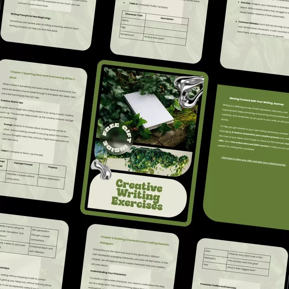 Creative Writing Exercises eBook | Creative Writing Exercises for Writers, Storytelling Prompts, Character & Plot Development Guide