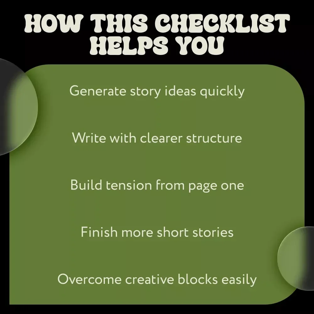 Short Story Writing Prompts Checklist | Creative Short Story Writing Prompts for Writers, Authors & Storytellers