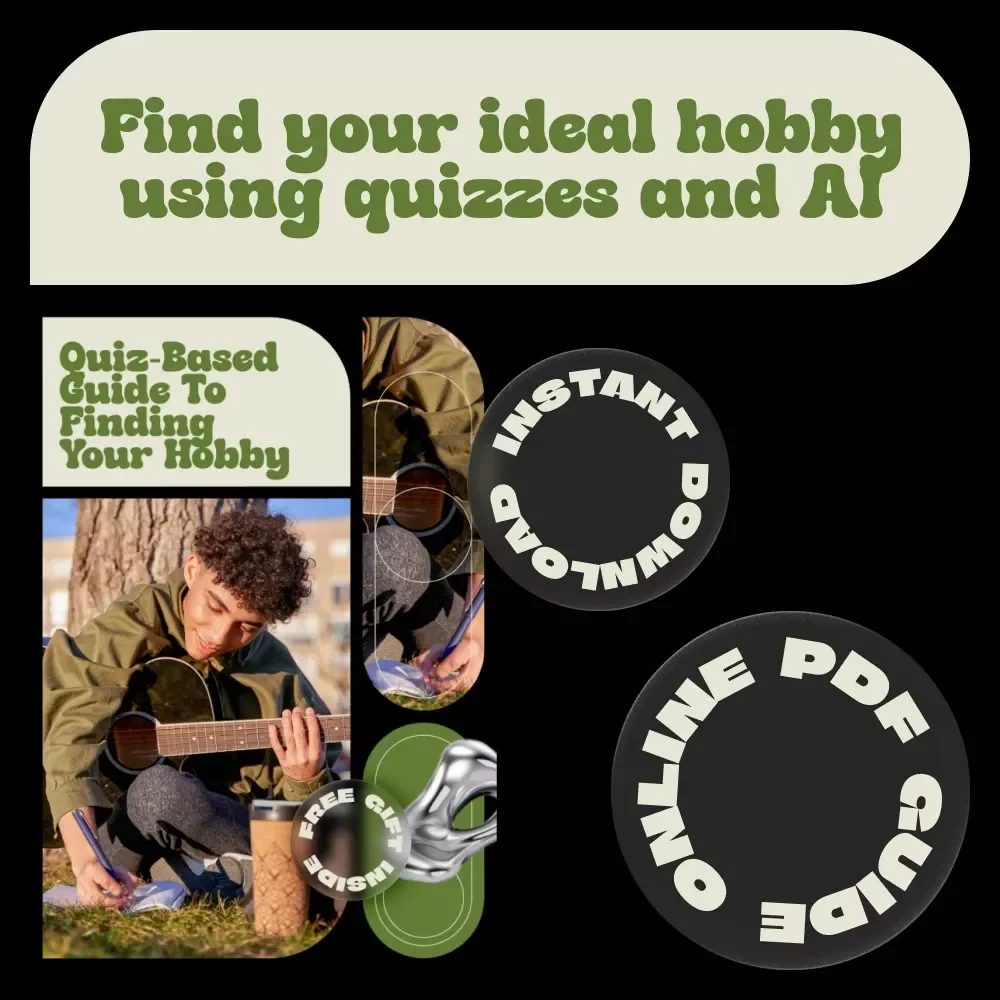 Quiz-Based Guide to Finding Your Hobby – Digital Download Hobby Guide, Interactive Quiz Workbook, Self-Discovery eBook, AI-Inspired Hobby Finder for Adults