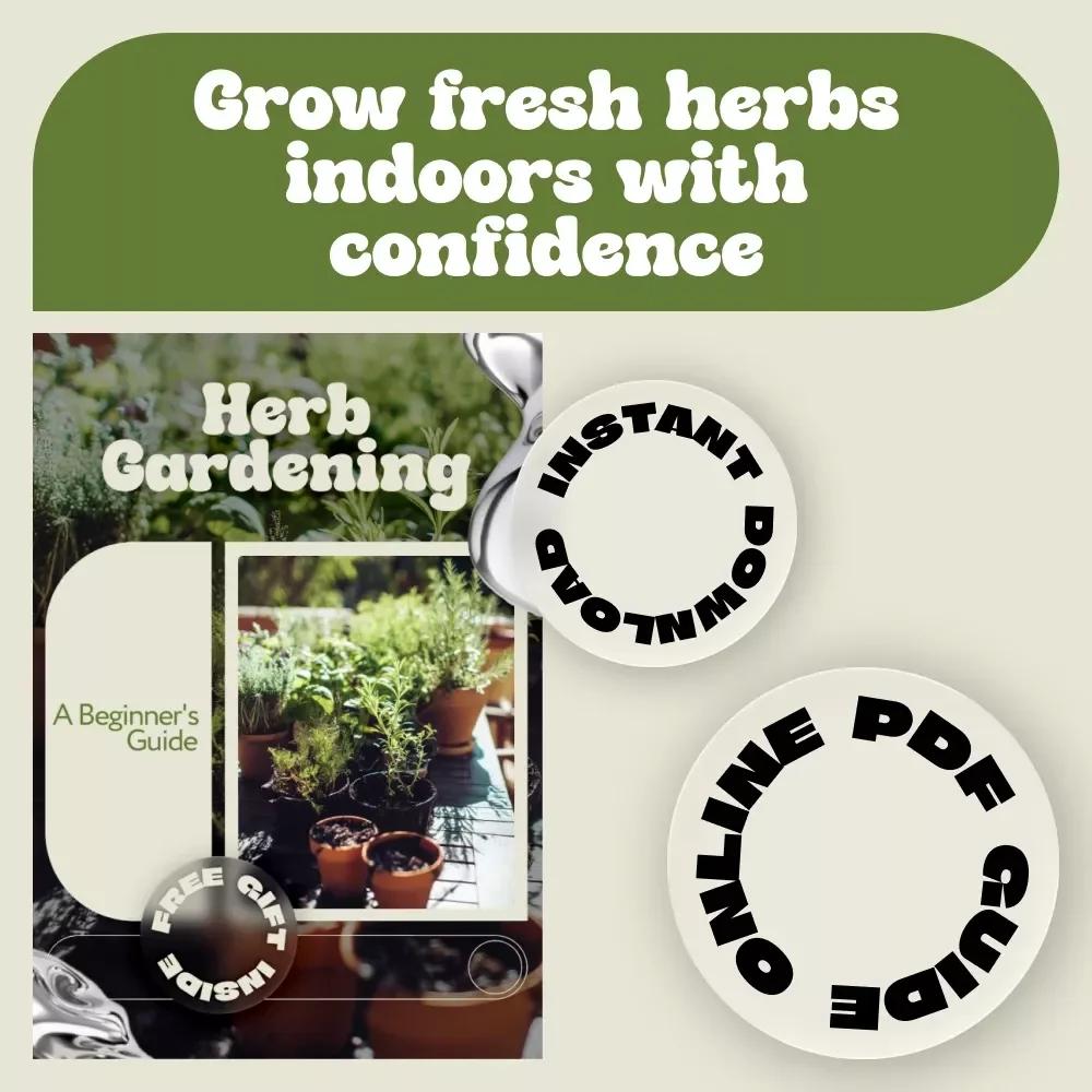 A Beginner's Guide to Herb Gardening | Indoor Herb Gardening eBook for Beginners | Grow Fresh Herbs at Home Digital Download