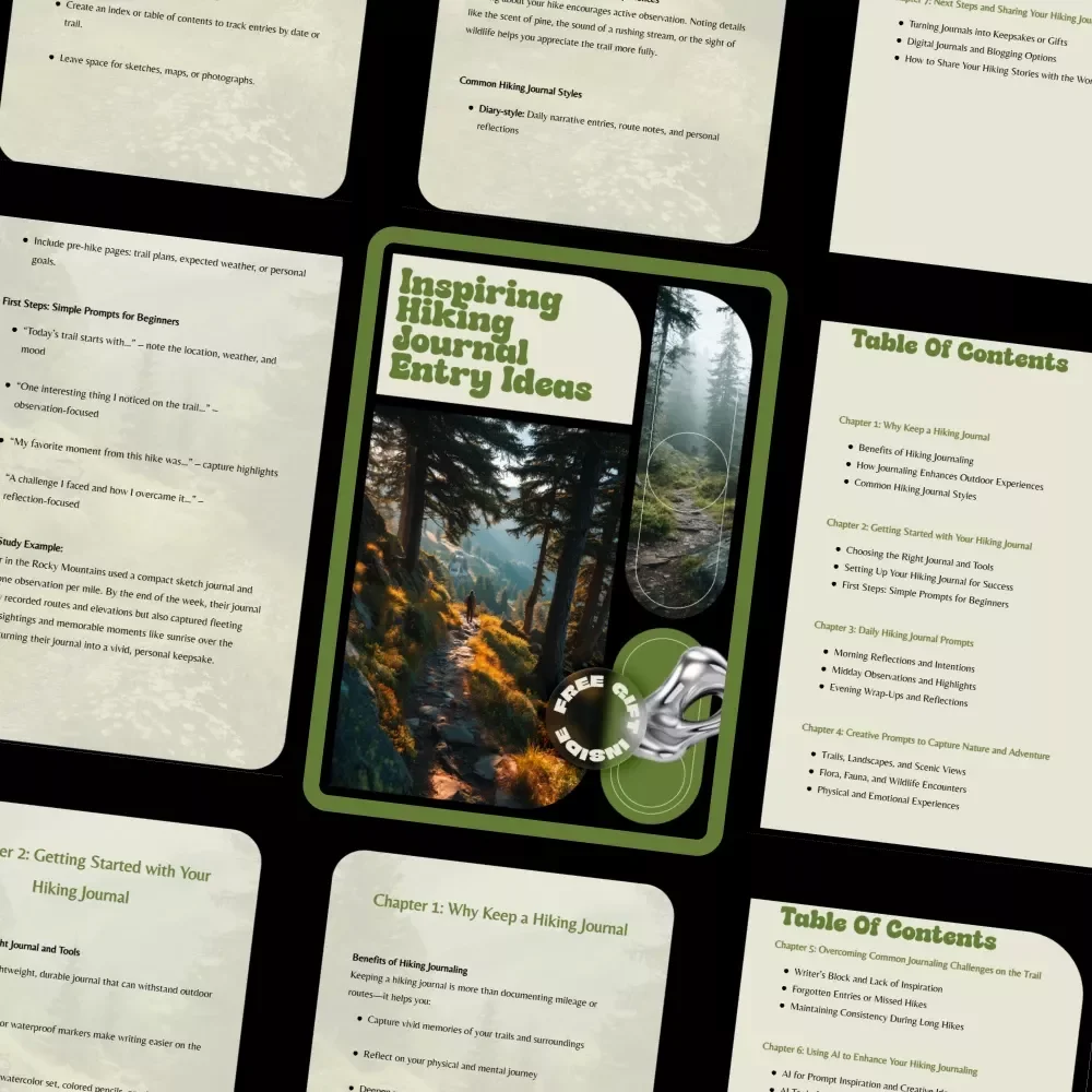 Inspiring Hiking Journal Entry Ideas | Hiking Journal Prompts Guide, Nature Writing eBook, Outdoor Adventure Journaling, Digital Download