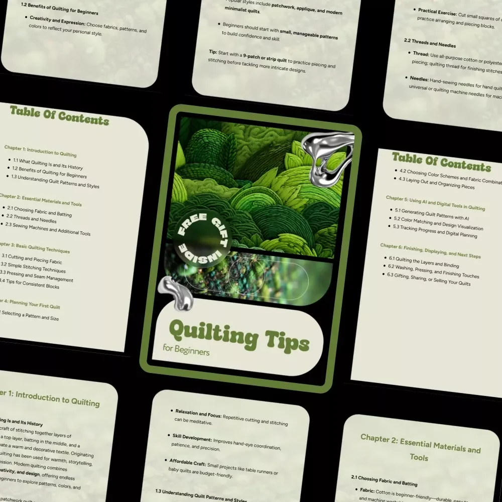 Quilting Tips for Beginners – Step-by-Step Quilting Ebook for First-Time Quilters, Essential Tools, Techniques, Patterns & Modern Digital Quilting Guide
