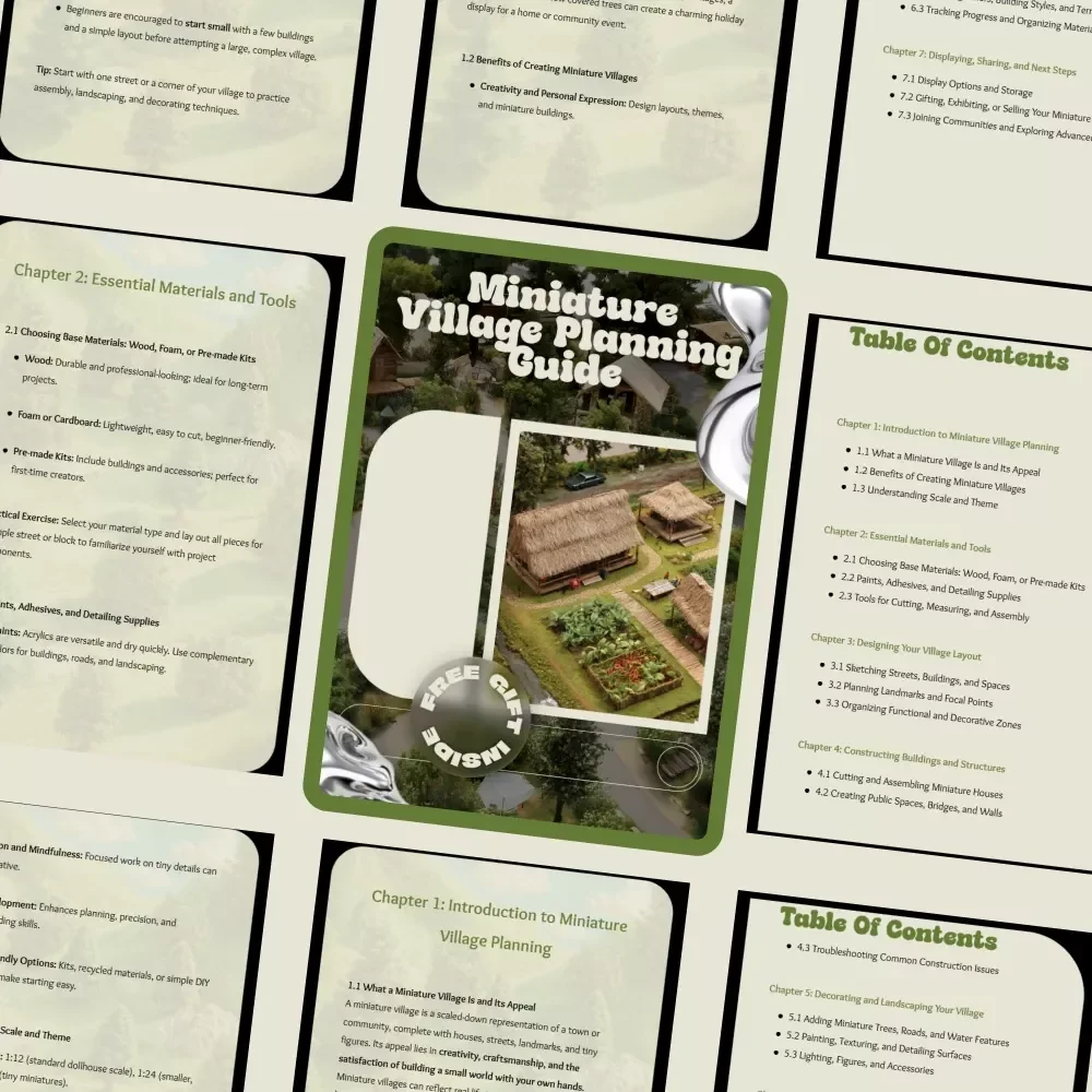 Miniature Village Planning Guide – Complete Miniature Village Planning Guide eBook for Beginners & Hobbyists, Step-by-Step Miniature Village Design, Building, Landscaping & Display Digital Download