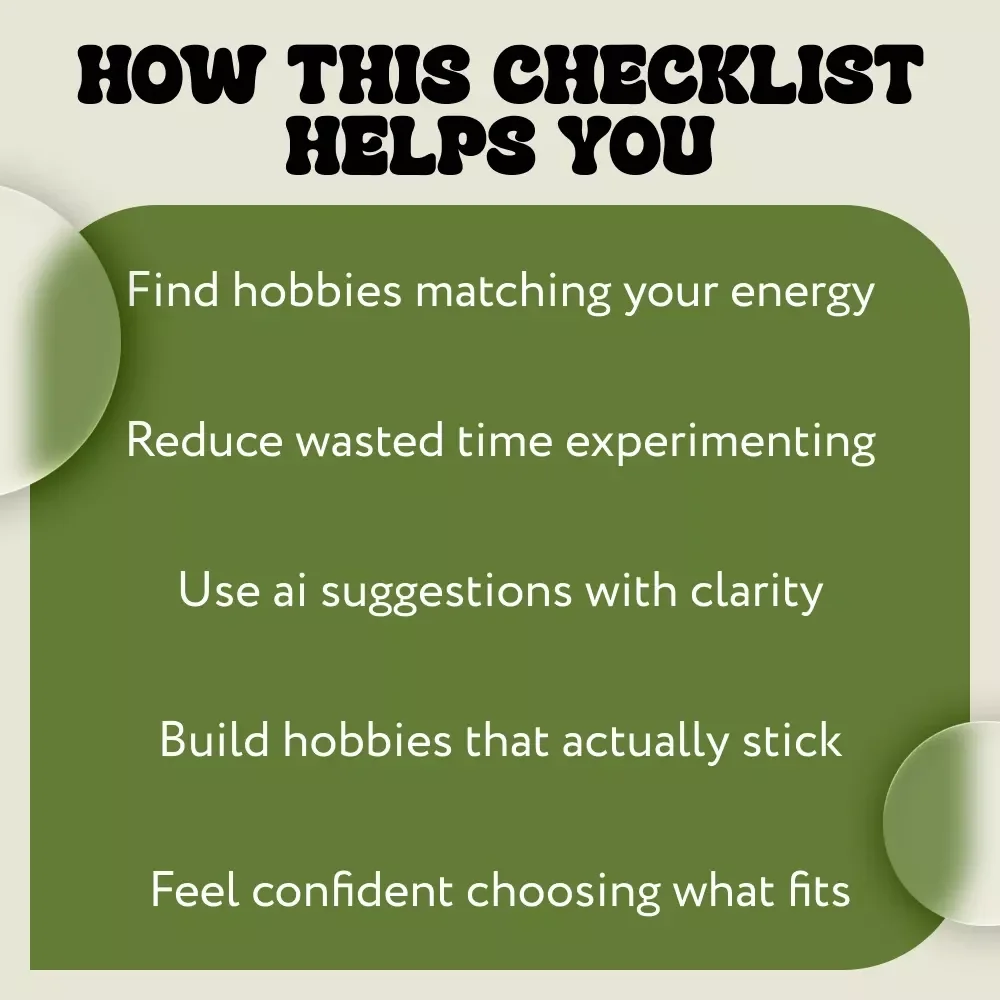 Find Your Flow With AI Powered Hobby Matching | Printable Checklist for Using ai tools to match hobbies with personality | Digital Download