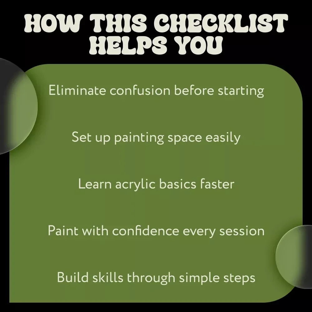 A Beginner Acrylic Painting Checklist – Printable Step-by-Step Guide for New Artists | Beginner Acrylic Painting Tips & Creative Setup Checklist