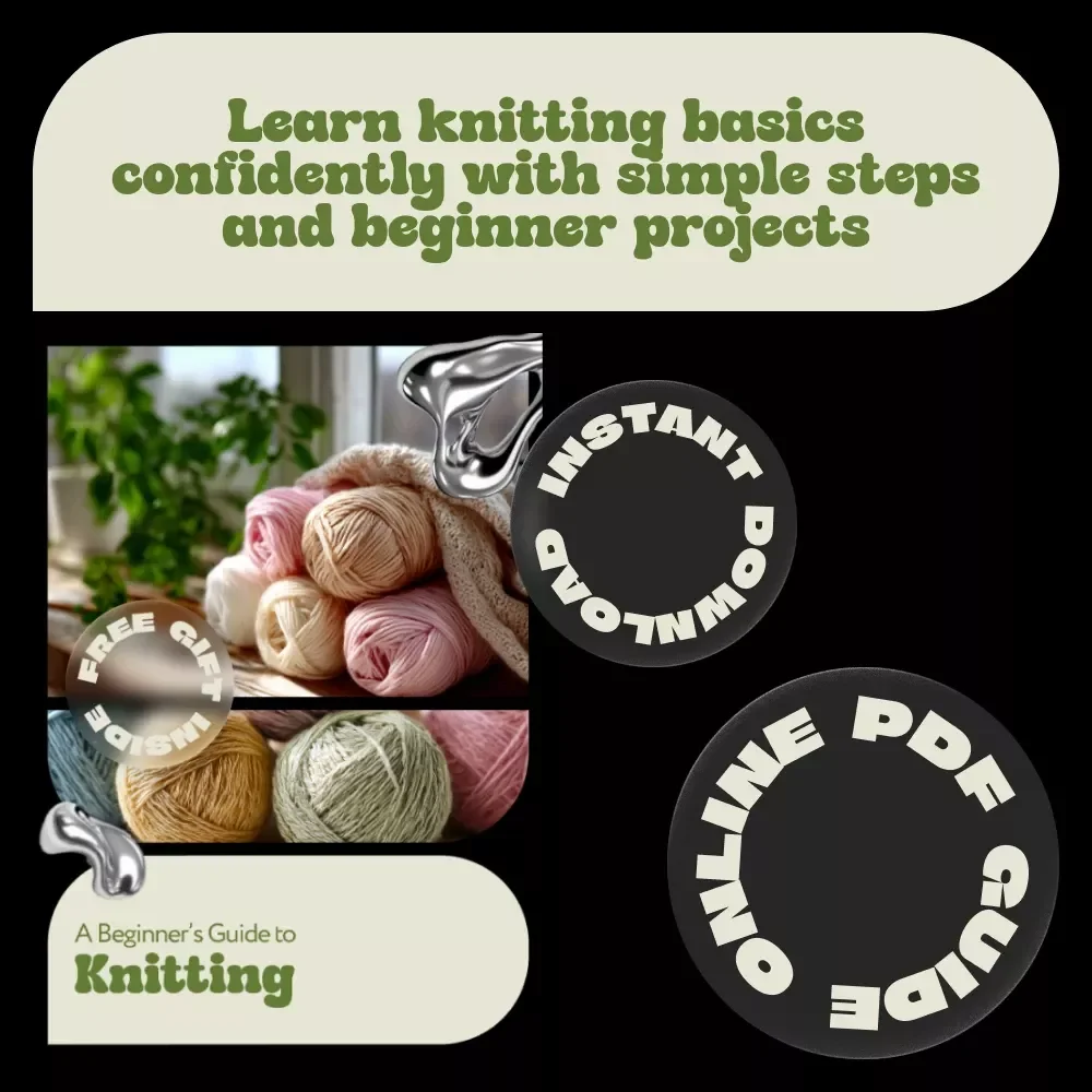 A Beginner’s Guide to Knitting – Simple Step-by-Step Guide for Beginners | Learn how to take up knitting with Confidence | Digital Download