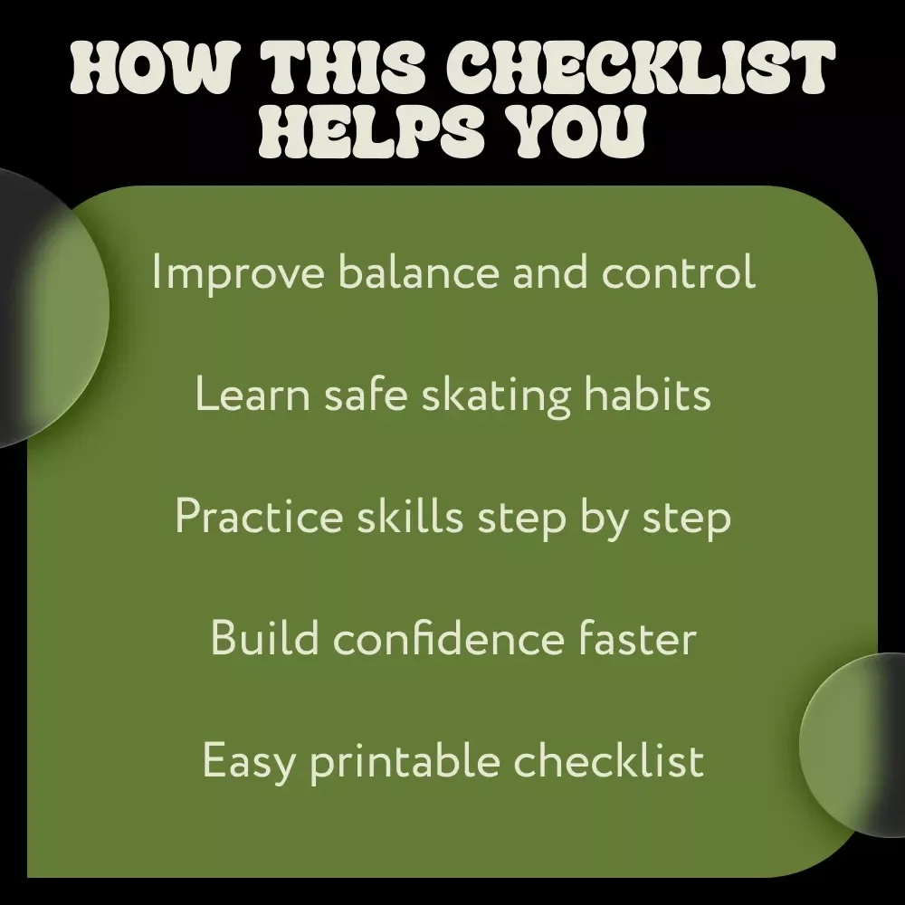 Roller Skating Basics Checklist | Beginner Roller Skating Basics Guide | Printable Skating Skills Checklist