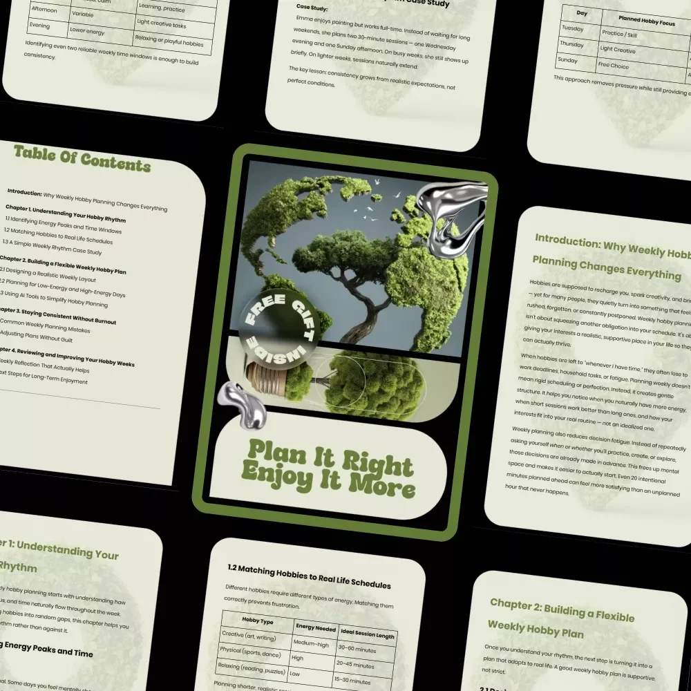 Plan It Right Enjoy It More – A Flexible Guide with Weekly Hobby Planning Tips for Busy Lives