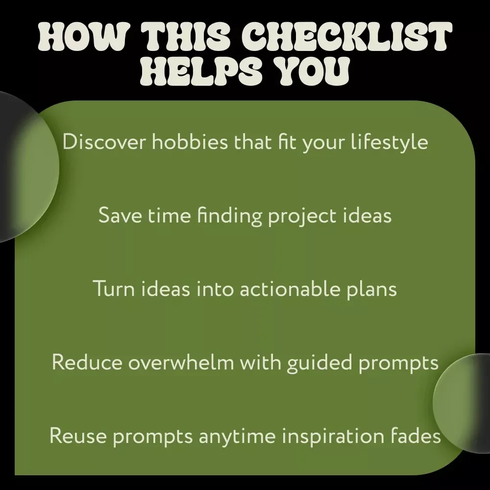 AI Prompts for Hobby Project Ideas Checklist | Creative Hobby Planner, Smart AI Prompt Guide, Digital Download for Inspiration & New Projects