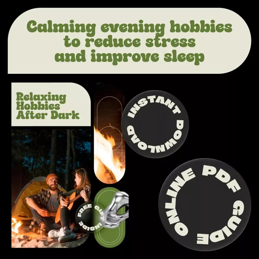 Relaxing Hobbies After Dark | Ebook with Ideas for Relaxing Hobbies at Night | Evening Self-Care & Stress Relief Guide
