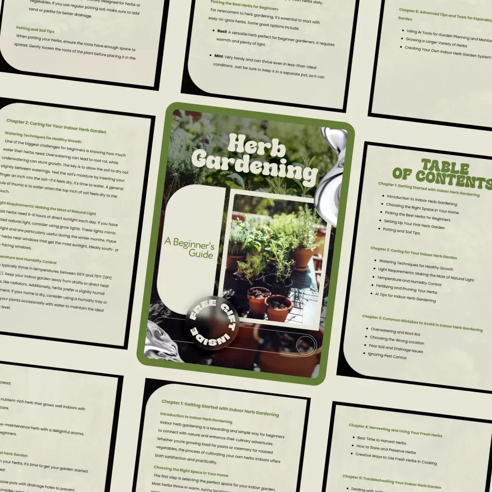 A Beginner's Guide to Herb Gardening | Indoor Herb Gardening eBook for Beginners | Grow Fresh Herbs at Home Digital Download
