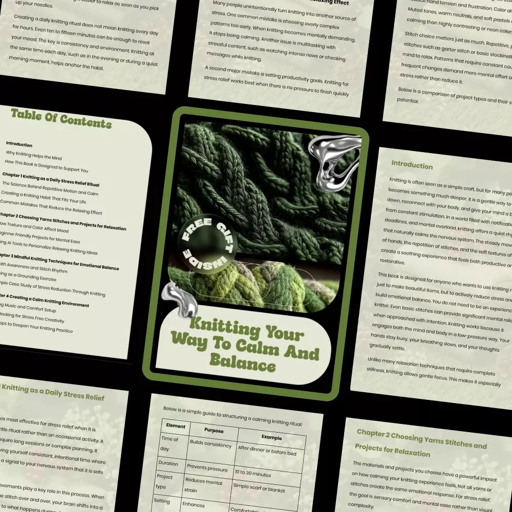 Knitting Your Way to Calm and Balance – A Mindful Knitting eBook for Stress Relief, Emotional Wellness, and Everyday Calm