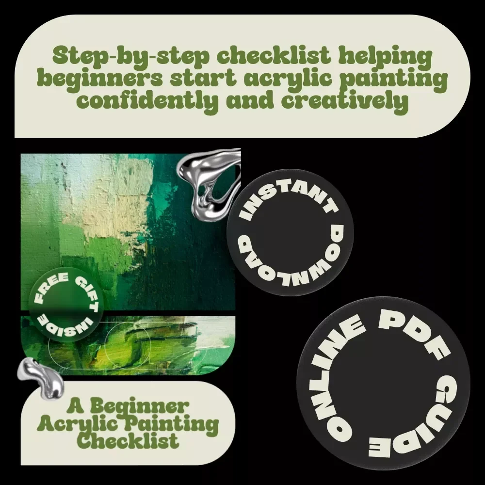 A Beginner Acrylic Painting Checklist – Printable Step-by-Step Guide for New Artists | Beginner Acrylic Painting Tips & Creative Setup Checklist