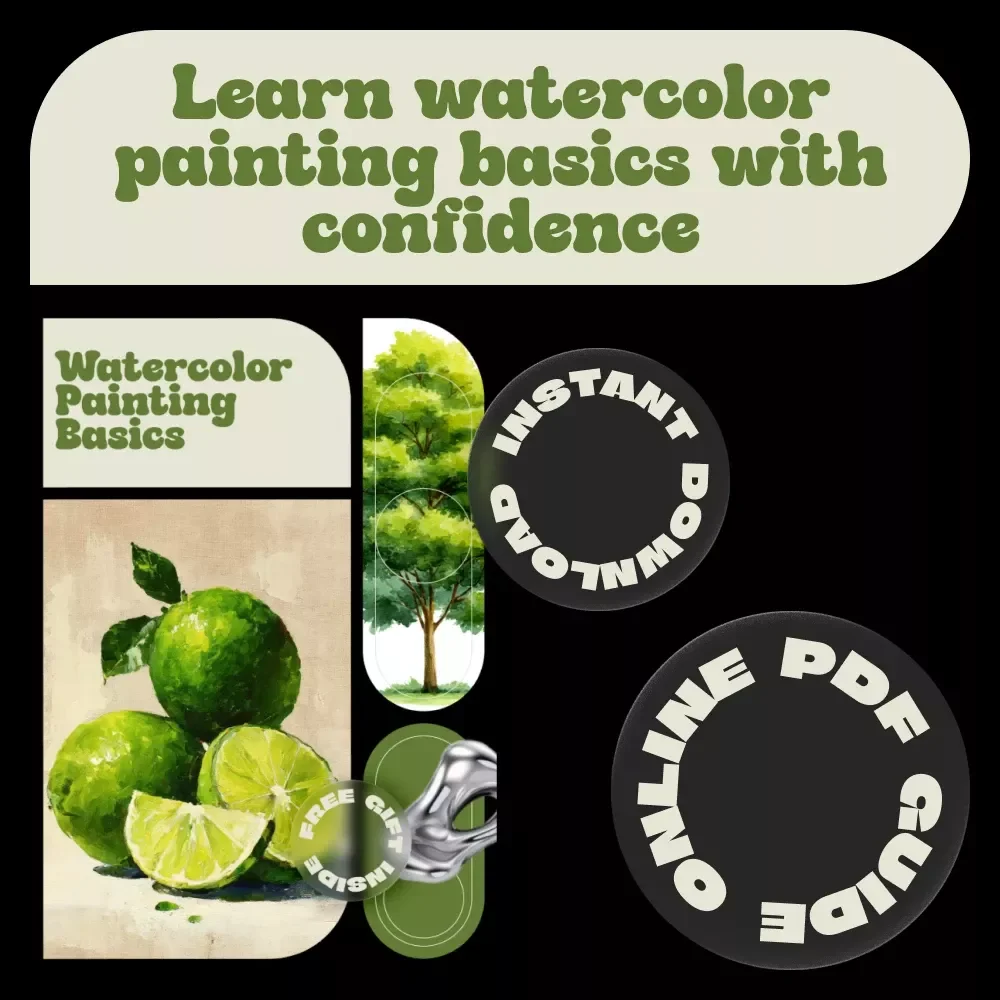 Watercolor Painting Basics | Beginner Watercolor Guide eBook | Step-by-Step Watercolor Techniques, First Projects & Creative Skills Digital Download