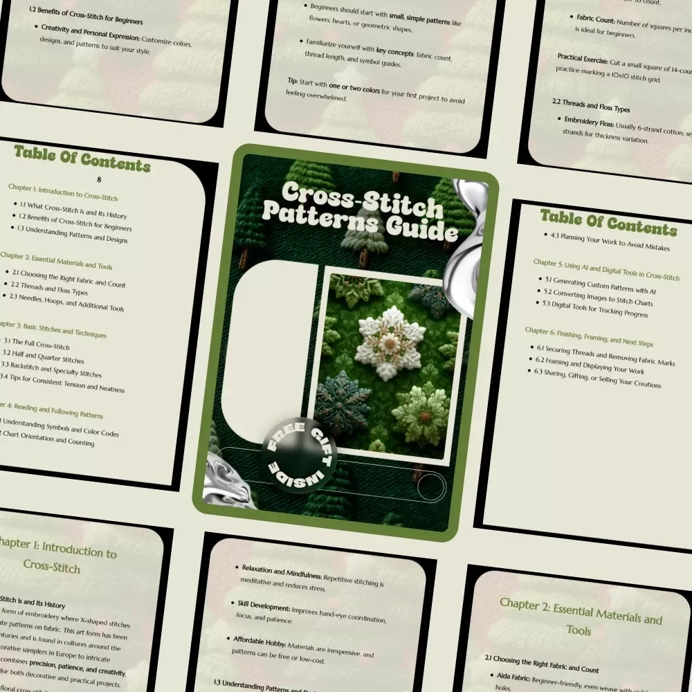 Cross-Stitch Patterns Guide – Beginner-Friendly Ebook with Cross Stitch Patterns for Beginners, Tools, Techniques & Modern Digital Methods