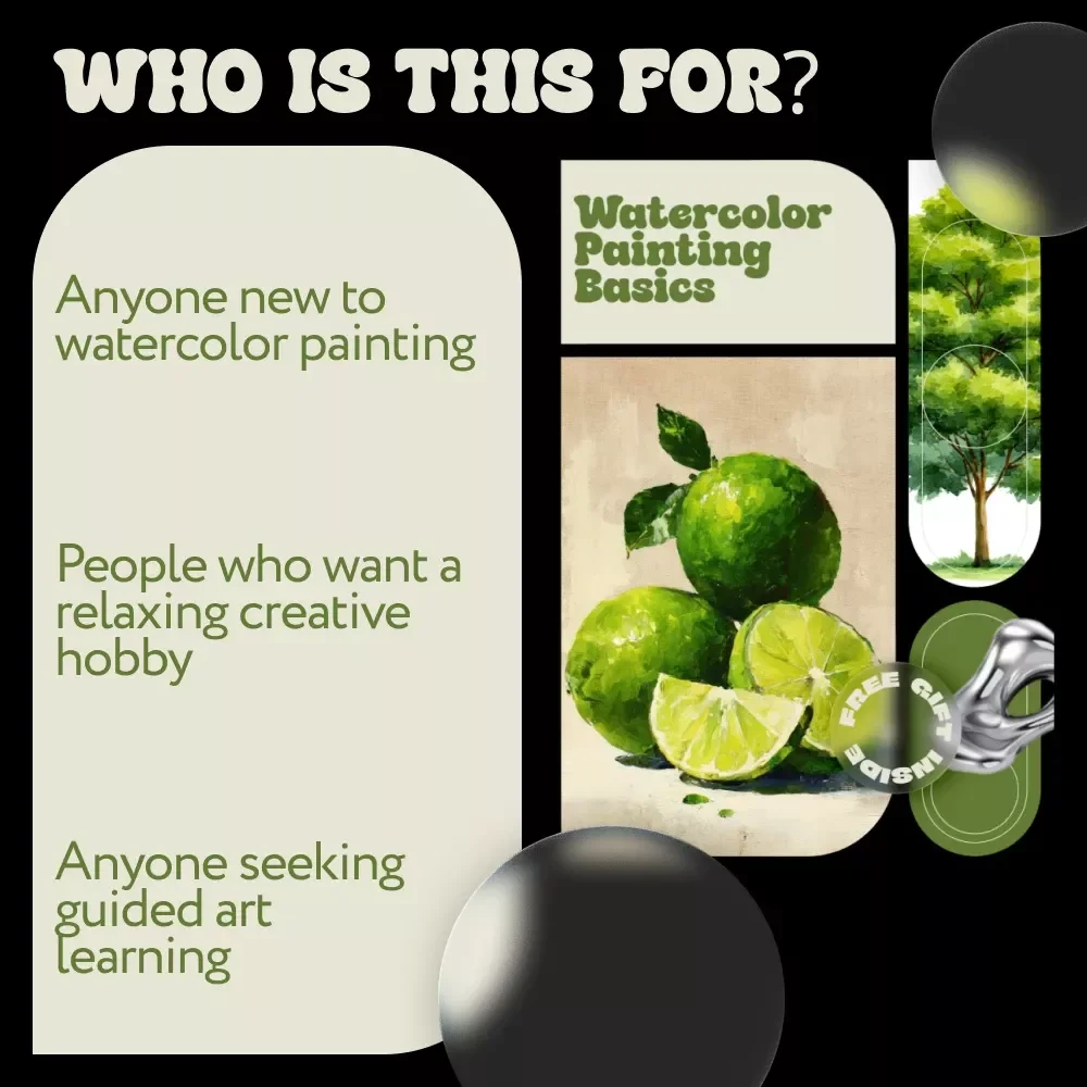 Watercolor Painting Basics | Beginner Watercolor Guide eBook | Step-by-Step Watercolor Techniques, First Projects & Creative Skills Digital Download
