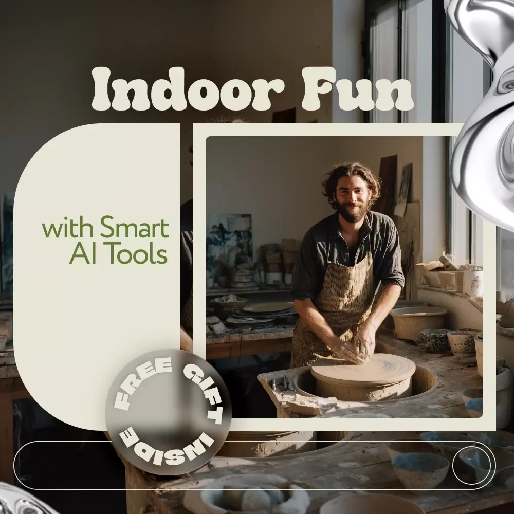 Indoor Fun with Smart AI Tools | Digital Guide to Discover ai tools to suggest indoor activity ideas, Creative At-Home Entertainment, and New Hobbies
