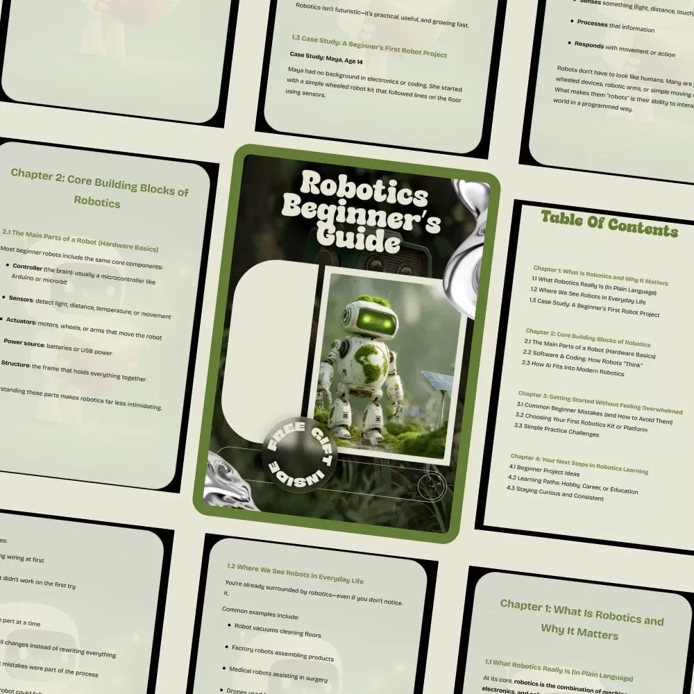 Robotics Beginner’s Guide | Robotics for Beginners Digital eBook | Beginner Robotics Step-by-Step Guide to Learn Robotics Basics at Home