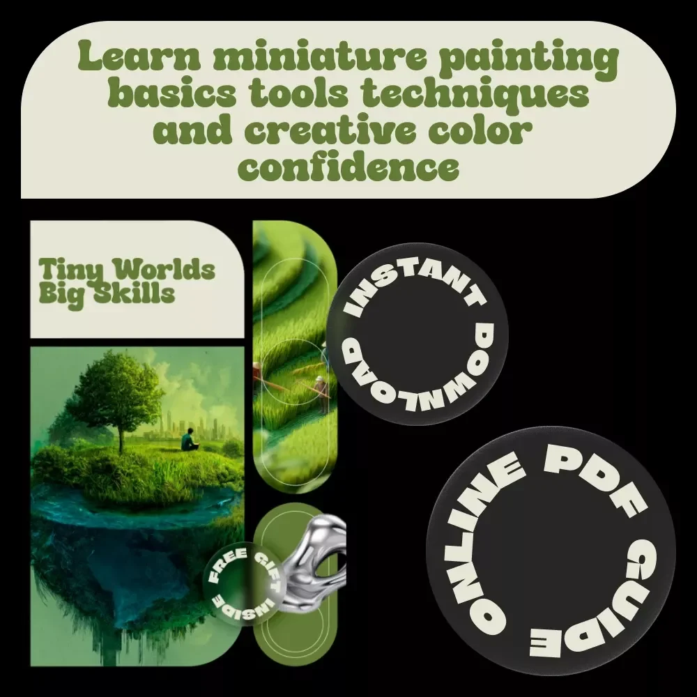 Tiny Worlds Big Skills – Miniature Painting for Beginners eBook | Step-by-Step Guide, Tools, Techniques & Color Planning