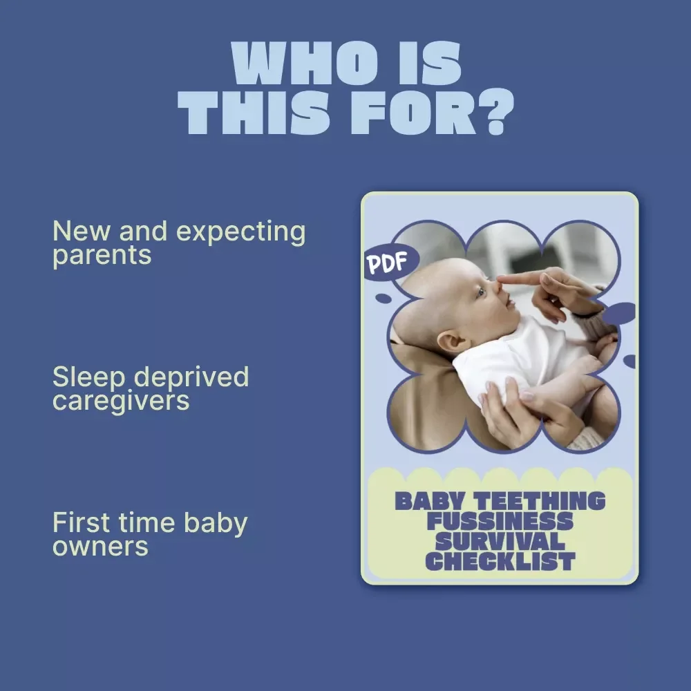Baby Teething Fussiness Survival Checklist – Printable Baby Teething Fussiness Signs Guide for New Parents, Easy Infant Teething Tracker & Calm-Down Tool