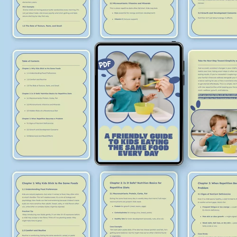 A Friendly Guide to Kids Eating the Same Food Every Day | kids eating same food every day is it okay | Digital eBook for Parents & Caregivers