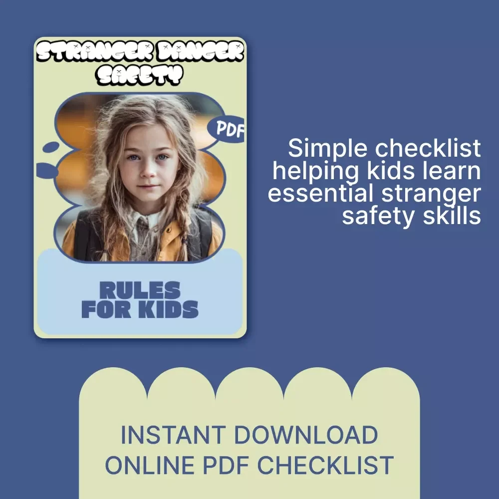 Stranger Danger Safety Rules for Kids – Child Stranger Danger Safety Rules Checklist, Printable Family Safety Guide for Parents & Caregivers