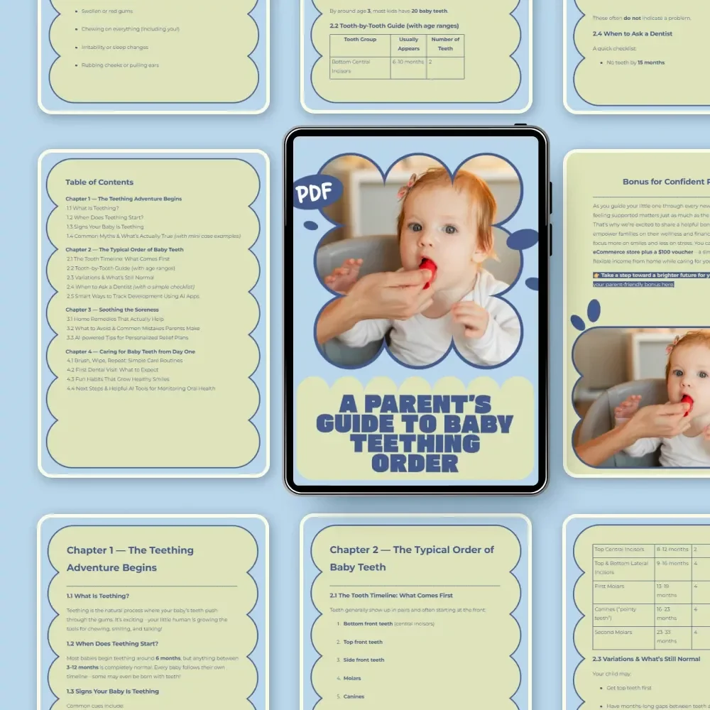 A Parent’s Guide to Baby Teething Order | Easy Baby Teething Order of Teeth Timeline, Printable Guide for New Parents & Caregivers