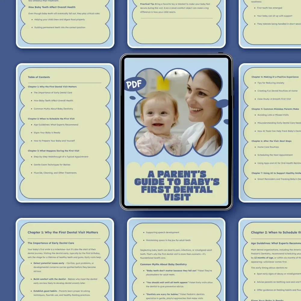 A Parent’s Guide to Baby’s First Dental Visit | First Dentist Visit Ebook for New Parents | When Baby First Visits Dentist Checklist