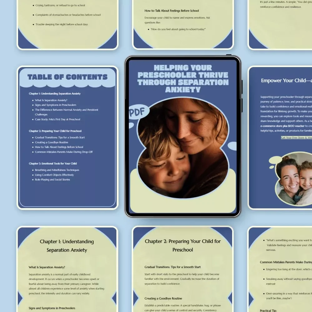 Helping Your Preschooler Thrive Through Separation Anxiety – A Practical eBook Guide for Parents Navigating Children Separation Anxiety in Preschool