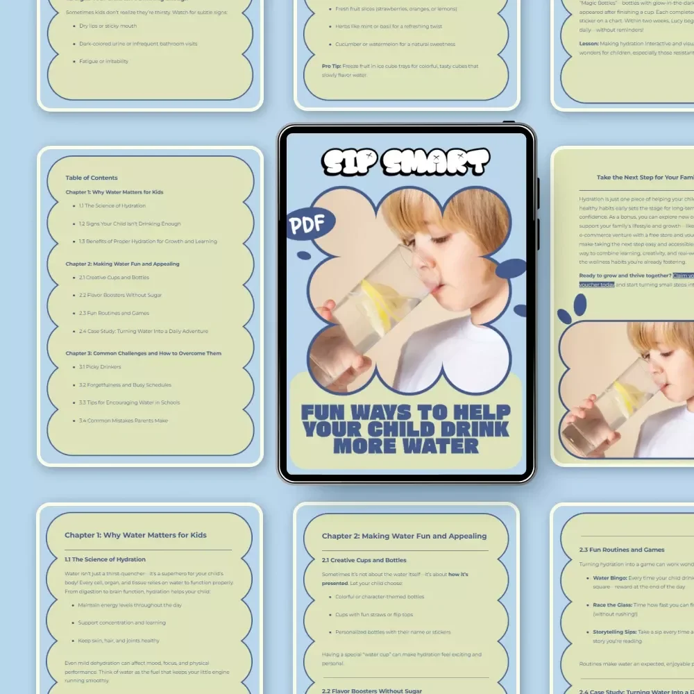 Sip Smart: Fun Ways to Help Your Child Drink More Water | Digital Parenting Guide | How to Help Child Drink More Water | Printable & Instant Download