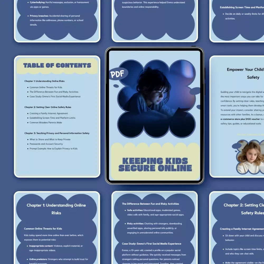 Keeping Kids Secure Online – Practical eBook Guide for Parents | Kids Online Safety Rules, Screen Time, Privacy & Cyber Safety